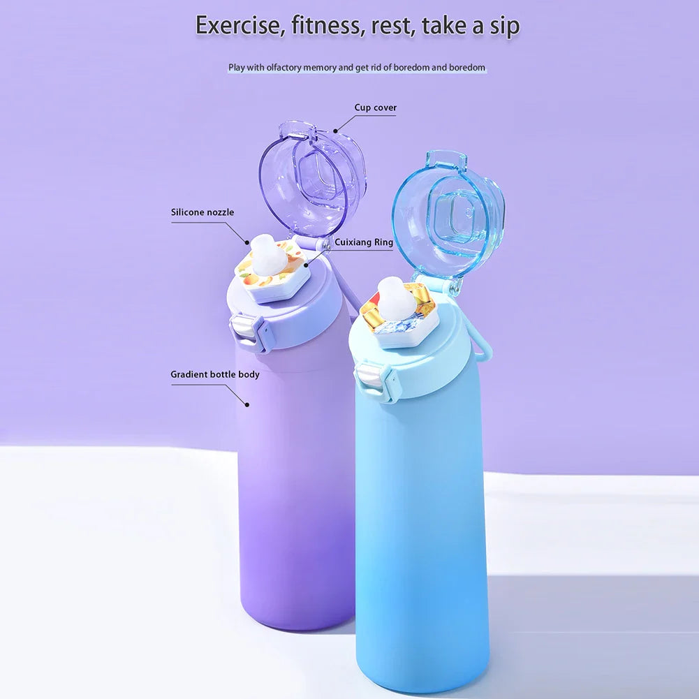 650ML Scented Water Bottle , 7 Flavor Pods - Leak-Proof Air Water Bottle for Travel, Climbing and Hiking