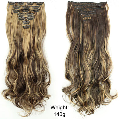 Women’s 7Pcs Hair Extensions with 16 Clips – Natural Black Straight Ombre Hairpiece