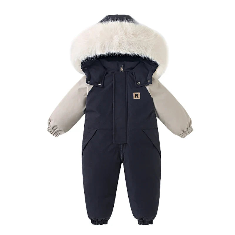 Winter Baby Ski Suit - Warm Waterproof Velvet Jumpsuit for Boys & Girls, 1–5 Years