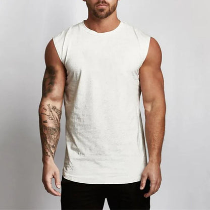 Men's Cotton Gym Tank Top - Sleeveless Workout Bodybuilding Shirt Fitness Sportswear Muscle Singlet Vest