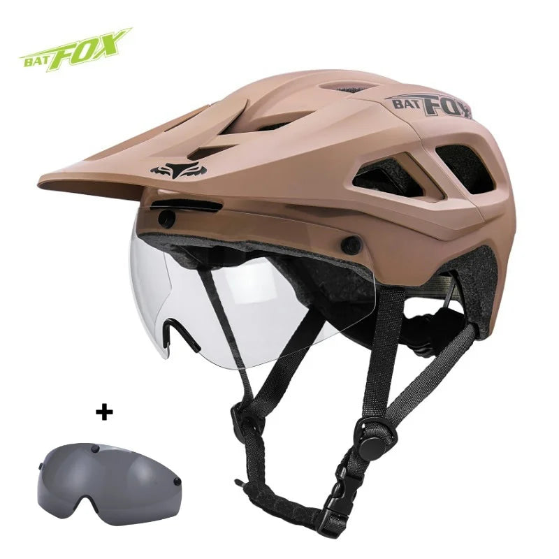 BATFOX Bike Helmet with Magnetic Goggles – MTB Road & Mountain Cycling Safety Helmet for Outdoor Sports, Scooter & Bicycle Protection Gear