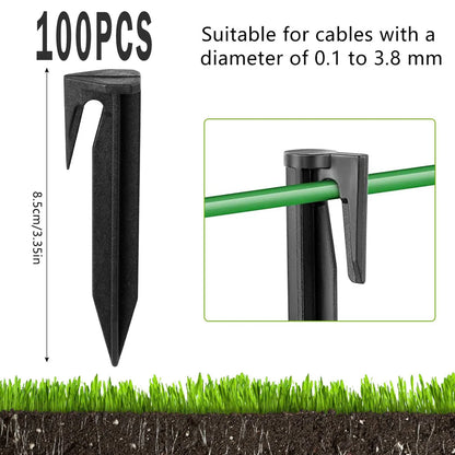 Garden Lawn Mower Ground Pegs - 100-300PCS Eco-Friendly Boundary Cable Stakes for Quick Installation