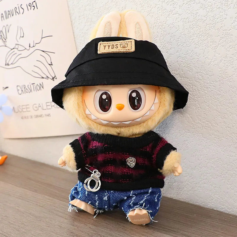 Labubu 15-17cm Blind Box Keychain Doll Outfit – Sweater & Glasses Accessory Set