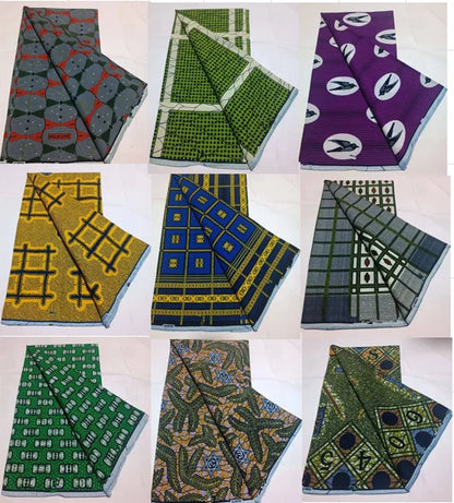 African Wax Print Fabric - 100% Cotton Nigerian Ankara Batik Material for Women’s Dresses