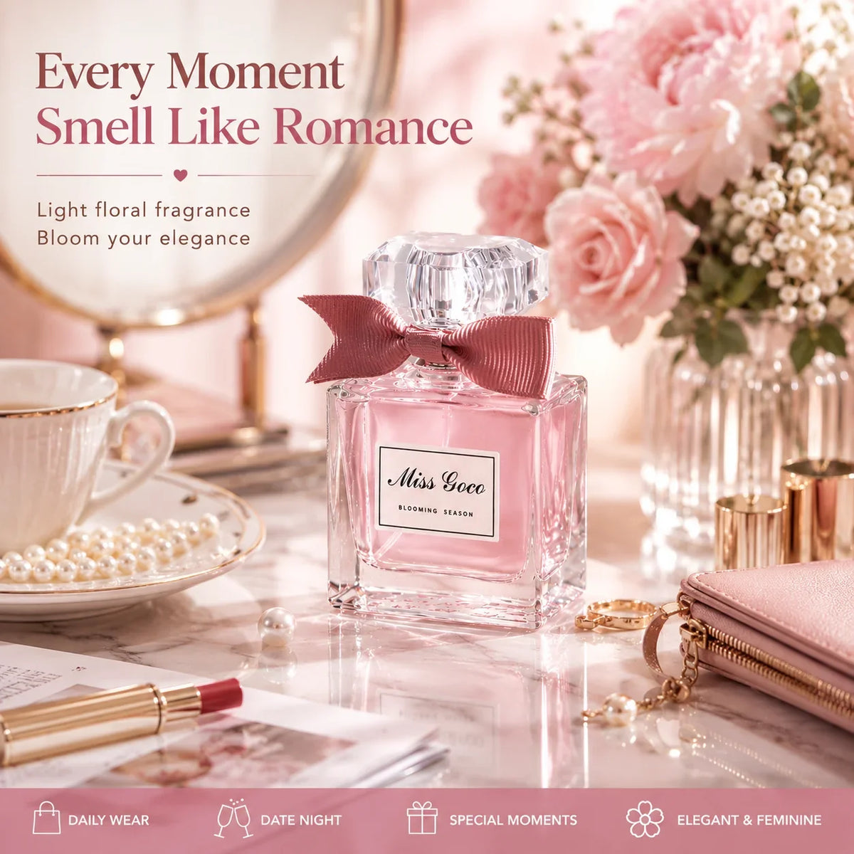 50ml Floral Sweetheart Eau de Toilette - Long-Lasting Portable Travel Perfume Gift