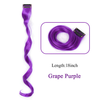 HUAYA 18" Synthetic Clip-In Colorful Curly Hair Extension – Ombre Pink Purple Red Blue Hair Piece
