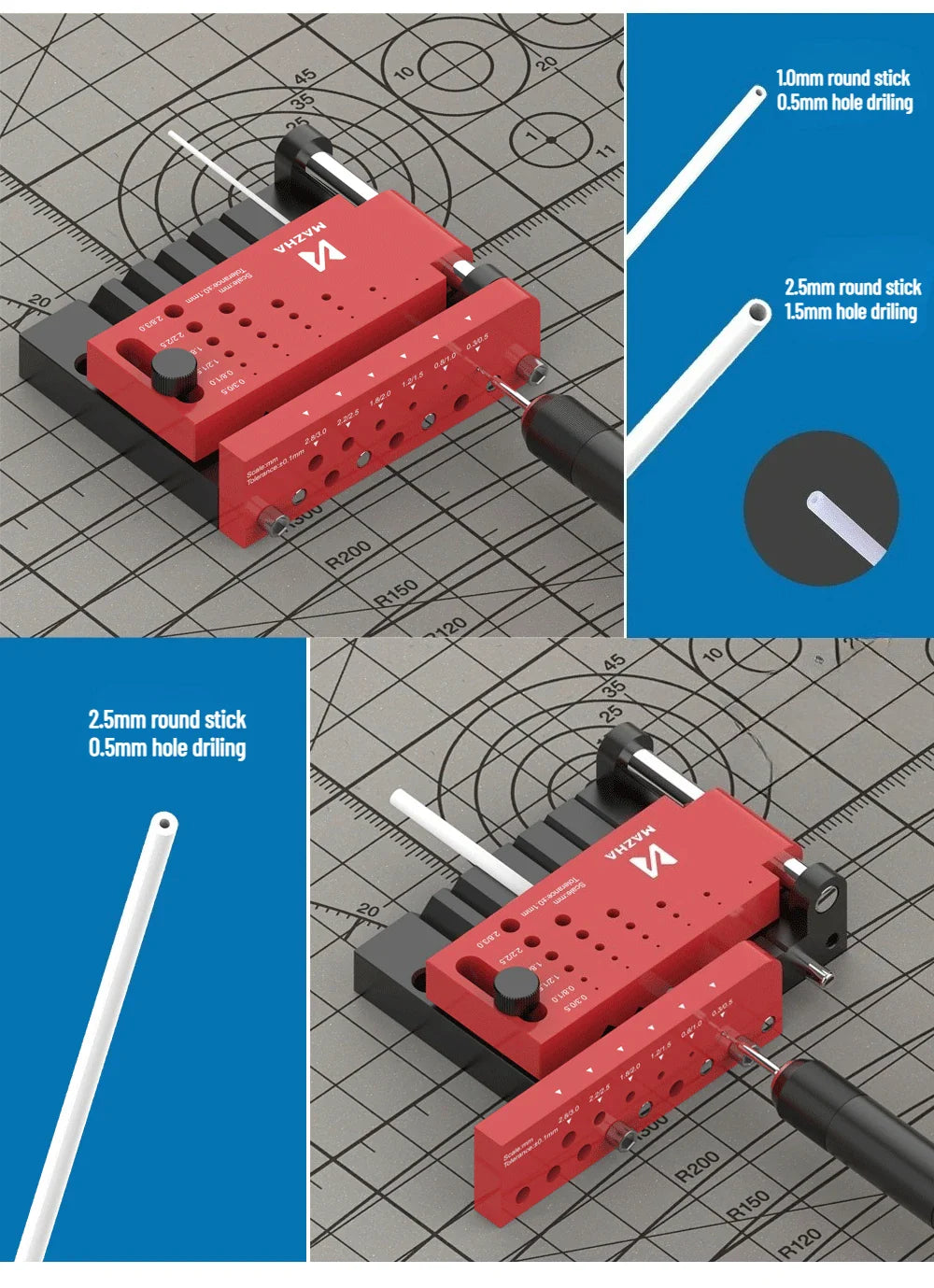 MAZHA T0012 Round Rod Punching Positioner – DIY Modeler Drilling Auxiliary Locator Tool