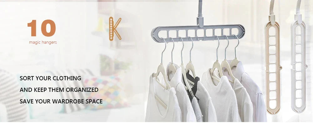 9-Hole Multi-Function Clothes Hanger Organizer – Space-Saving Folding Magic Rack for Scarves & Clothes