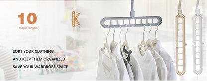9-Hole Multi-Function Clothes Hanger Organizer – Space-Saving Folding Magic Rack for Scarves & Clothes
