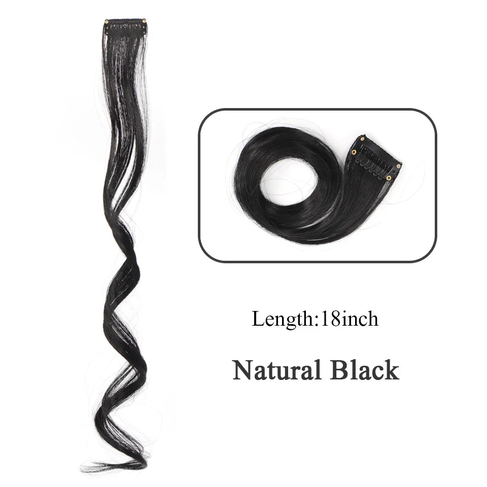 HUAYA 18" Synthetic Clip-In Colorful Curly Hair Extension – Ombre Pink Purple Red Blue Hair Piece