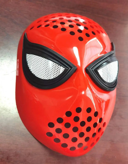 Spider-Man: Far From Home Iron Spider Cosplay Mask — Red & Black Faceshell Helmet with Elastic Straps, Costume Accessory