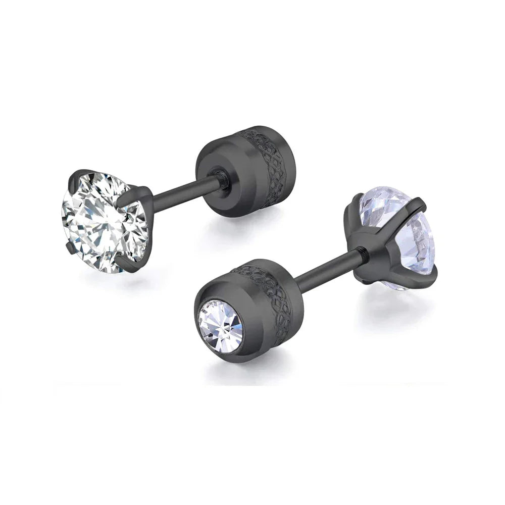 Medical Stainless Steel Zircon Ear Stud Earrings – Hypoallergenic Crystal Cartilage & Tragus Piercing Jewelry with Screw Back