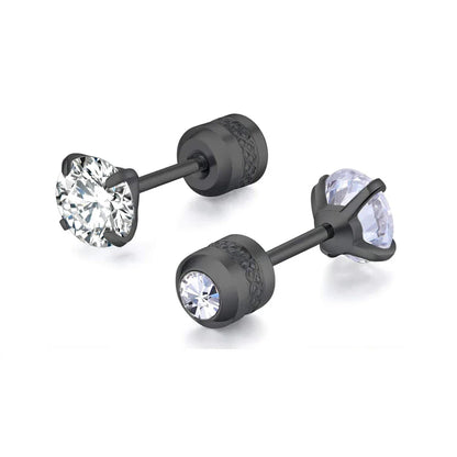 Medical Stainless Steel Crystal Zircon Ear Studs – Hypoallergenic Tragus & Cartilage Screw Piercing Earrings Jewelry