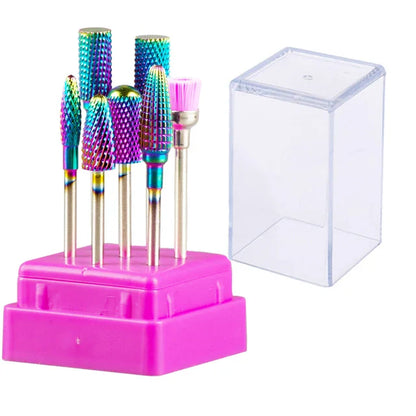 7pcs Nail Art Tungsten Steel Milling Cutter Set - Ceramic Nail Drill Bits for Electric Nail Machine & Pedicure Tool Accessories