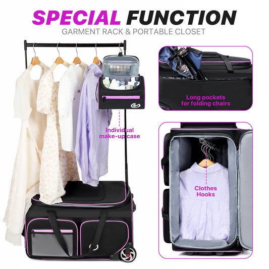 Large-Capacity Business Trolley Travel Bag — Carry-On Luggage with Laptop Compartment, Clothes Drying Rack & Multi-Functional Travel Case