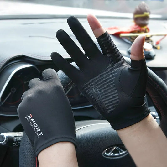 Ice Silk Half-Finger Cycling Gloves - High-Elastic, Comfortable for Men & Women | Outdoor Sports, Fitness, Driving & Fishing