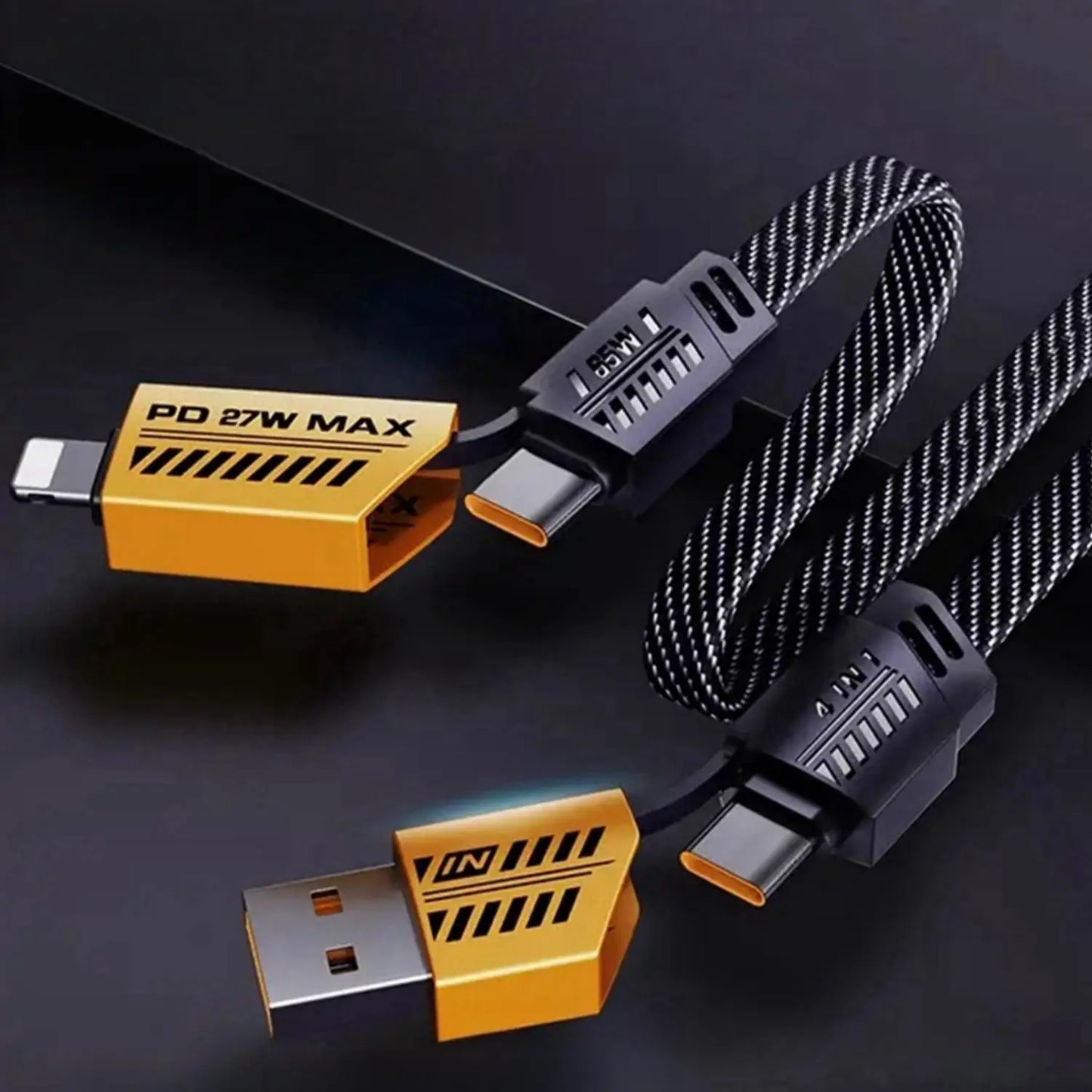 4-in-1 Fast Charging Data Cable 1M — 65W Type-C, 27W Fast Charge, Multifunctional Cable for Multiple Devices