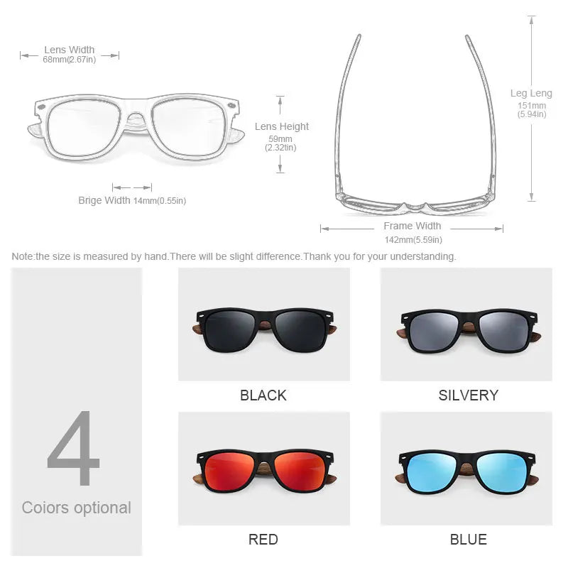 Oi Wood Natural Wooden Polarized Sunglasses for Men – Fashion Sun Glasses with TR90 Frames