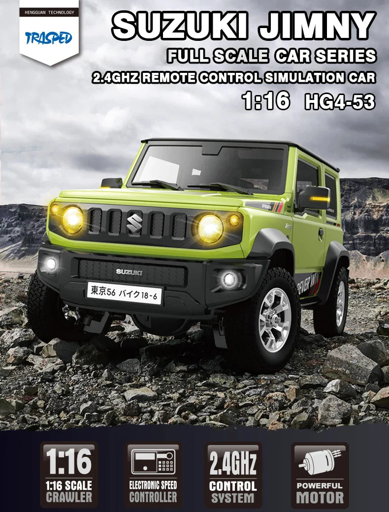 HG4-53 Pro Suzuki Jimny 1/16 Scale RC Car with Light, Sound & Smoke – 2.4G Remote Control Crawler
