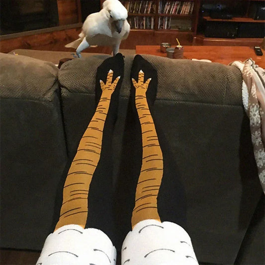 Men’s Funny 3D Chicken Socks – Cartoon Cosplay Thigh-High Cotton Socks with Flexible Fit