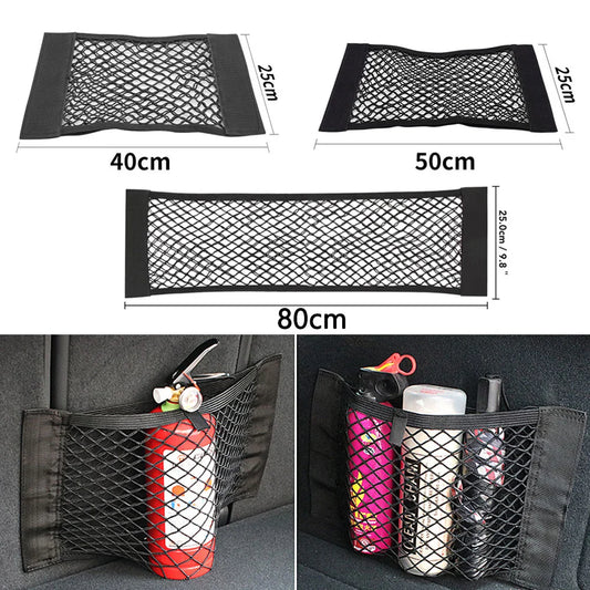 Universal Car Back Rear Trunk Organizer | Elastic Mesh Seat Net with Magic Sticker | Convenient Storage Bag Pocket for Auto Organization