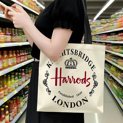 Harrods Knightsbridge London Grocery Tote Bag – Durable Shopping & Work Bag