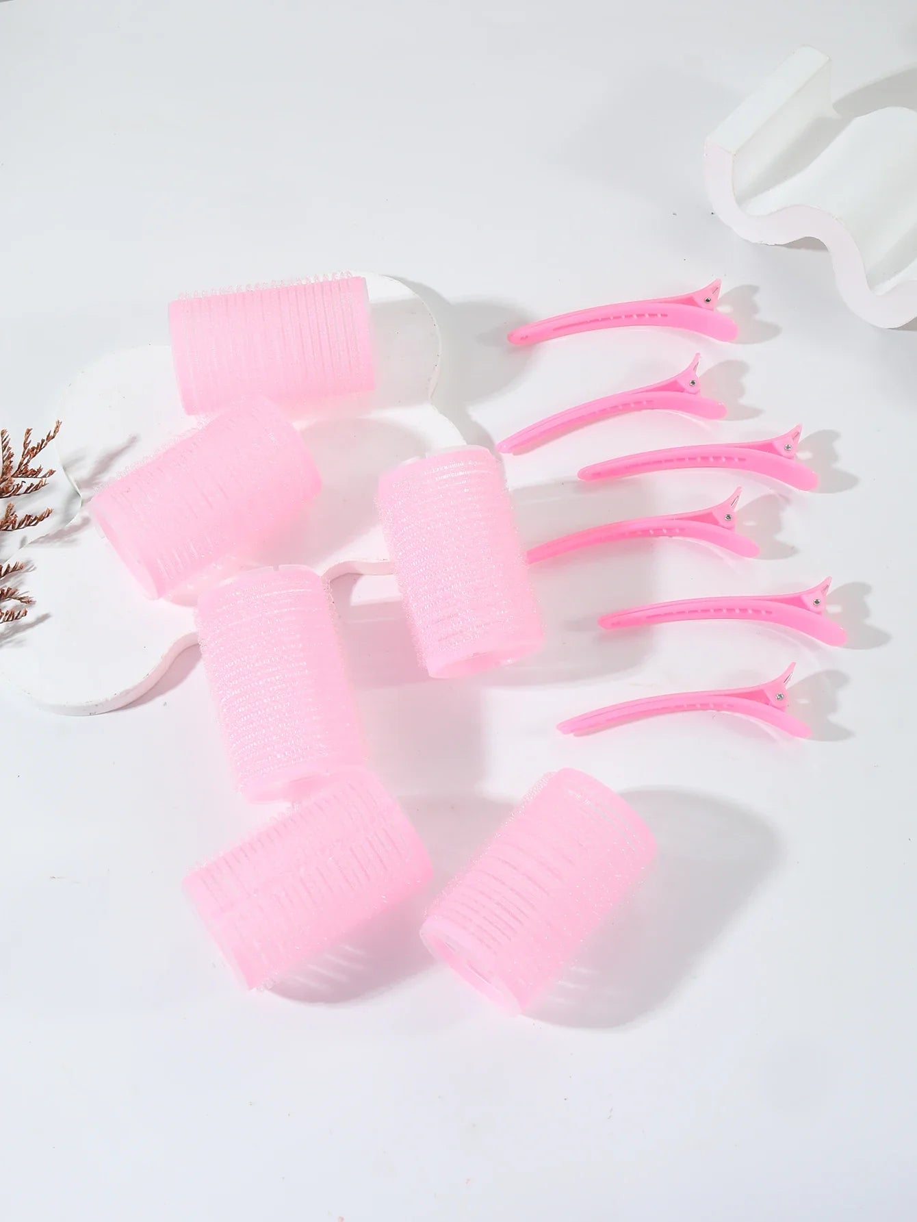 12pcs Air Bar Curling Iron Tube Set – Self-Adhesive Hair Rollers & Bangs Clips for Styling Real Hair & Wigs