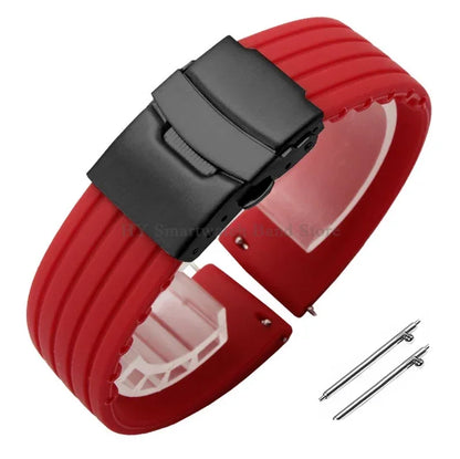 Quick Release Silicone Watch Strap 18–24mm – Sport Rubber Band for Huawei Watch GT2/3/4, Omega, Seiko, Fossil