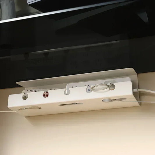 Under-Desk Cable Management Tray with Clamp – Sturdy, Spacious Power Strip and Cord Holder, No Drilling Required