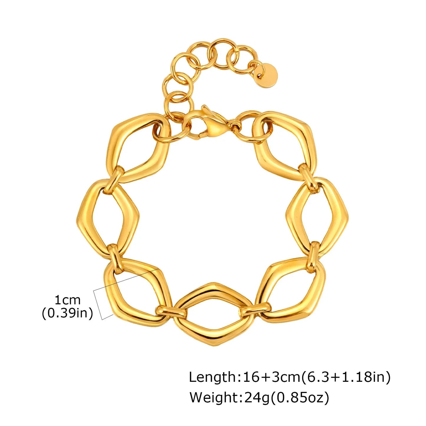 Women's Chunky Gold Plated Stainless Steel Link Chain Bracelet – Waterproof Layered Wristband Jewelry