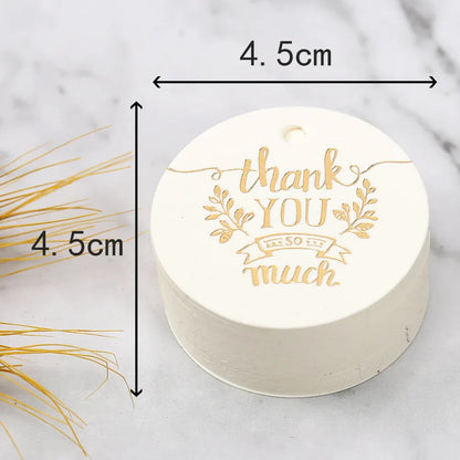 50PCS 4.5cm Bronzing Round Garment Tags – “Thank You” Paper Hang Tags for Clothing, Shoes, Packaging & DIY Crafts