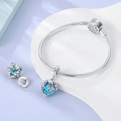 MULA Chameleon Silver-Plated Charm with Color-Changing Crystal Ball - DIY Snake Chain Bracelet Jewelry Gift for Women