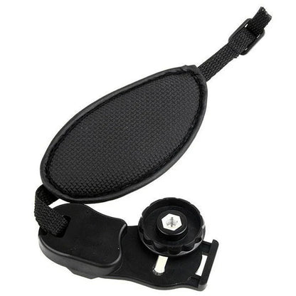 PU Leather Camera Wrist Strap — Hand Grip for DSLR Cameras, Compatible with Nikon & Canon, High-Quality Black