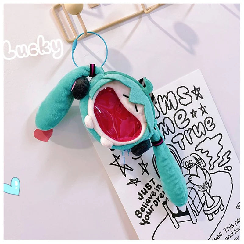 Hatsune Miku Coin Purse Shoulder Bag – Kawaii 14cm Plush Headphone Bag, Cartoon Crossbody Keychain Pendant, Perfect Girl Gift