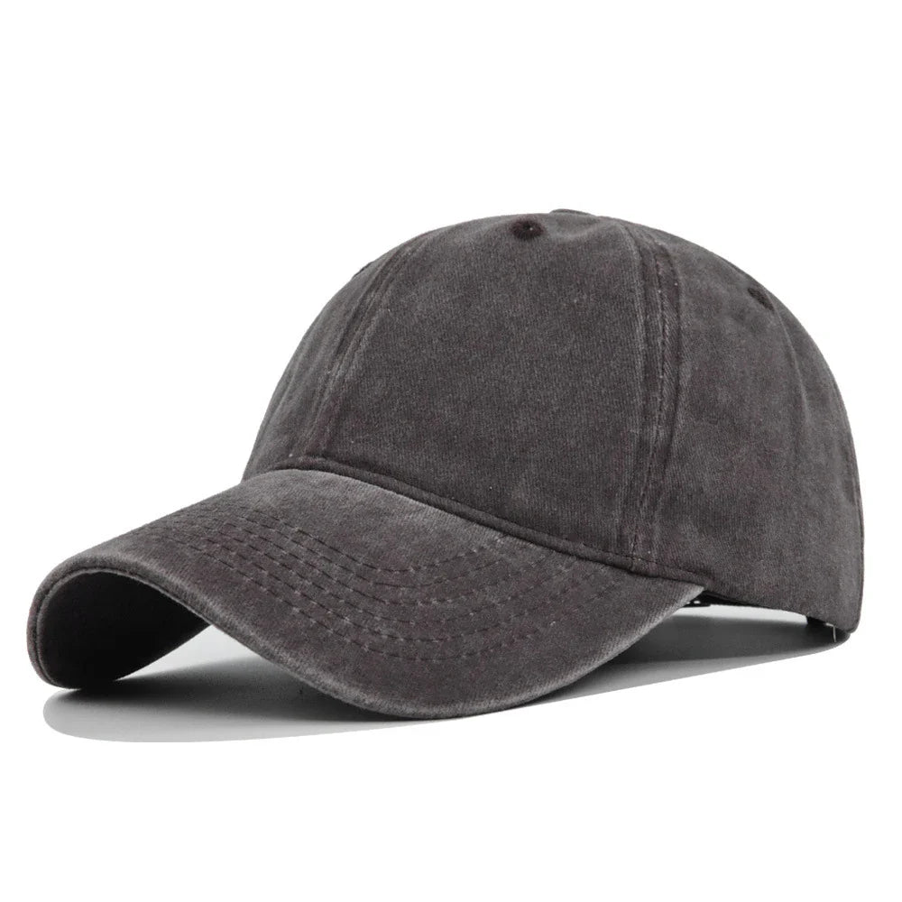 Baseball Snapback Cap – Pure Color Cowboy Hat, Water-Washed Hip Hop Fitted Cap for Men & Women, Spring & Autumn