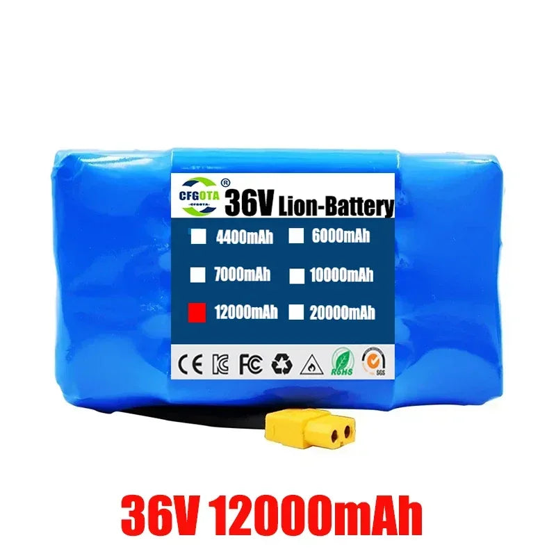 Genuine 36V 12Ah 10S2P Lithium-Ion Battery Pack — Rechargeable Battery for Electric Scooter, Hoverboard & Unicycle