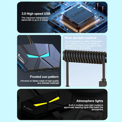 7-Port USB 3.0 Hub Type-C Docking Station — High-Speed 5Gbps Adapter for Laptop, Hard Drive, Mouse & Keyboard