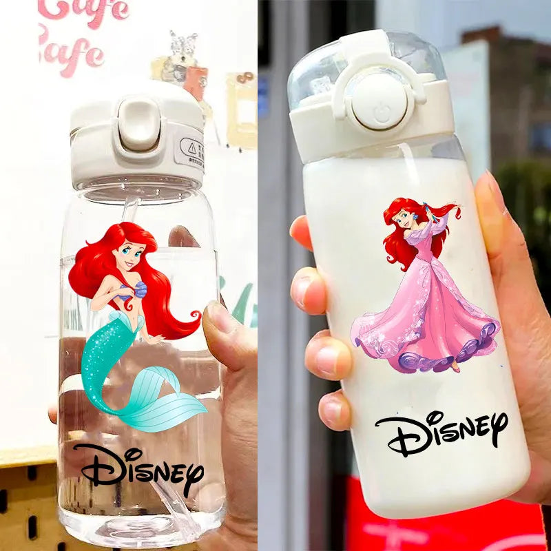 600/400ML Mermaid Princess Water Cup – Portable Transparent Plastic Sport Bottle for Kids