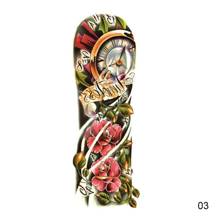 16 Designs Full Arm Temporary Tattoo Sleeves - Waterproof Body Art Stickers for Men & Women Fashion Style
