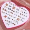 36 Pairs Mini Stud Earrings – Cute Snowflakes, Cat, Butterfly Designs for Girls, Fashion Daily Ear Jewelry