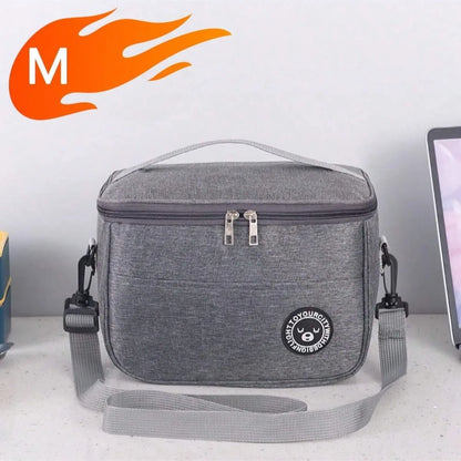 Insulated Handheld Lunch Bag with Shoulder Strap – Thickened Waterproof Student Lunch Box Tote