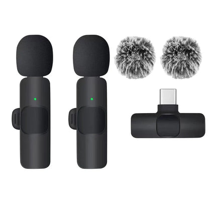 Basix Wireless Lavalier Microphone – Mini Windproof Audio Recorder with Replaceable Wool for iPhone 16, Vlog & YouTube Shooting