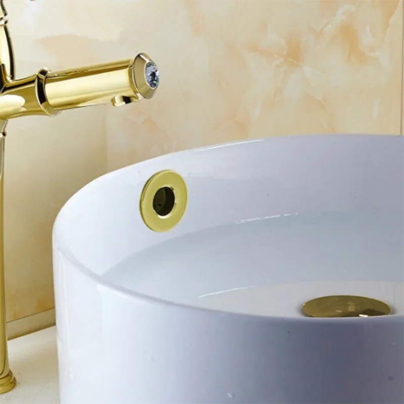 Brass Bathroom Sink Overflow Cover Cap – Chrome Trim Basin Faucet Hole Ring Insert Replacement, Bathroom Accessories for Universal Fit & Easy Installation