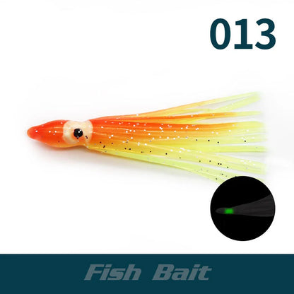 PRO BEROS 5Pcs Luminous Octopus Fishing Lures - Silicone Squid Skirts Glow Bait for Tuna Trolling & Sea Jigging