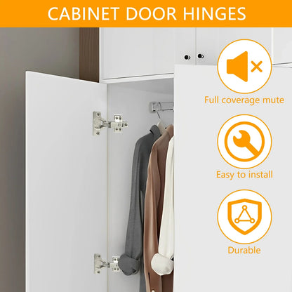 10Pcs Full Overlay Soft Close Hidden Hinges – Steel Hinges for Furniture & Kitchen Cabinet Doors with Screws