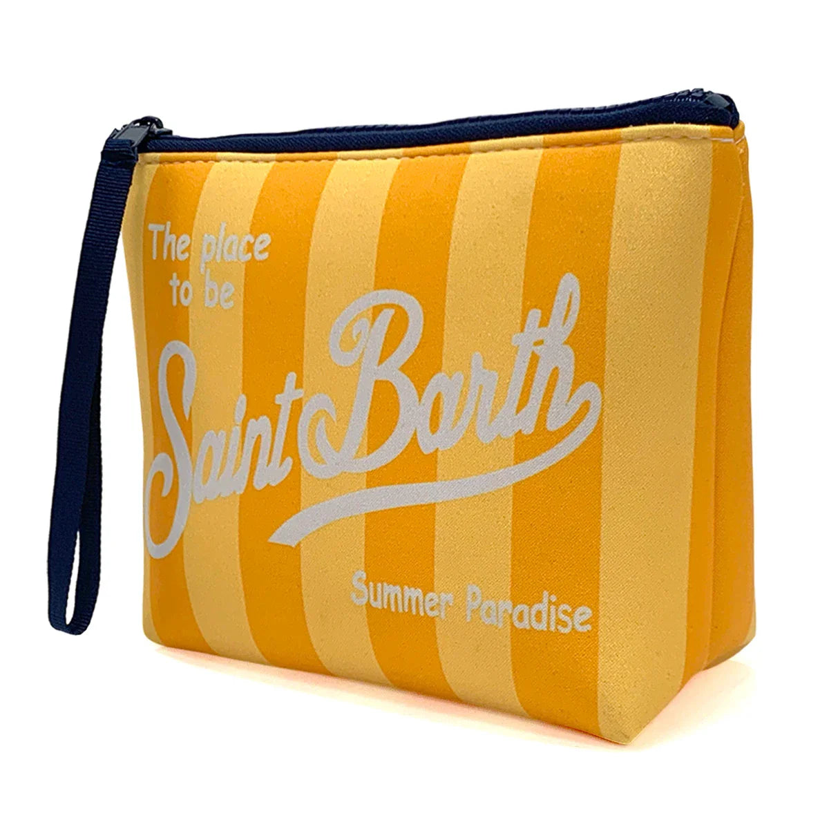 S-Saint B-Barth Striped Neoprene Zip-Up Clutch – Unisex Cosmetic & Toiletry Makeup Bag for Women