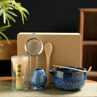 6PCS Japanese Matcha Tea Set – Bamboo Whisk, Teaspoon, Bowl & Whisk Holder for Tea Lovers, Tea-Making Tools