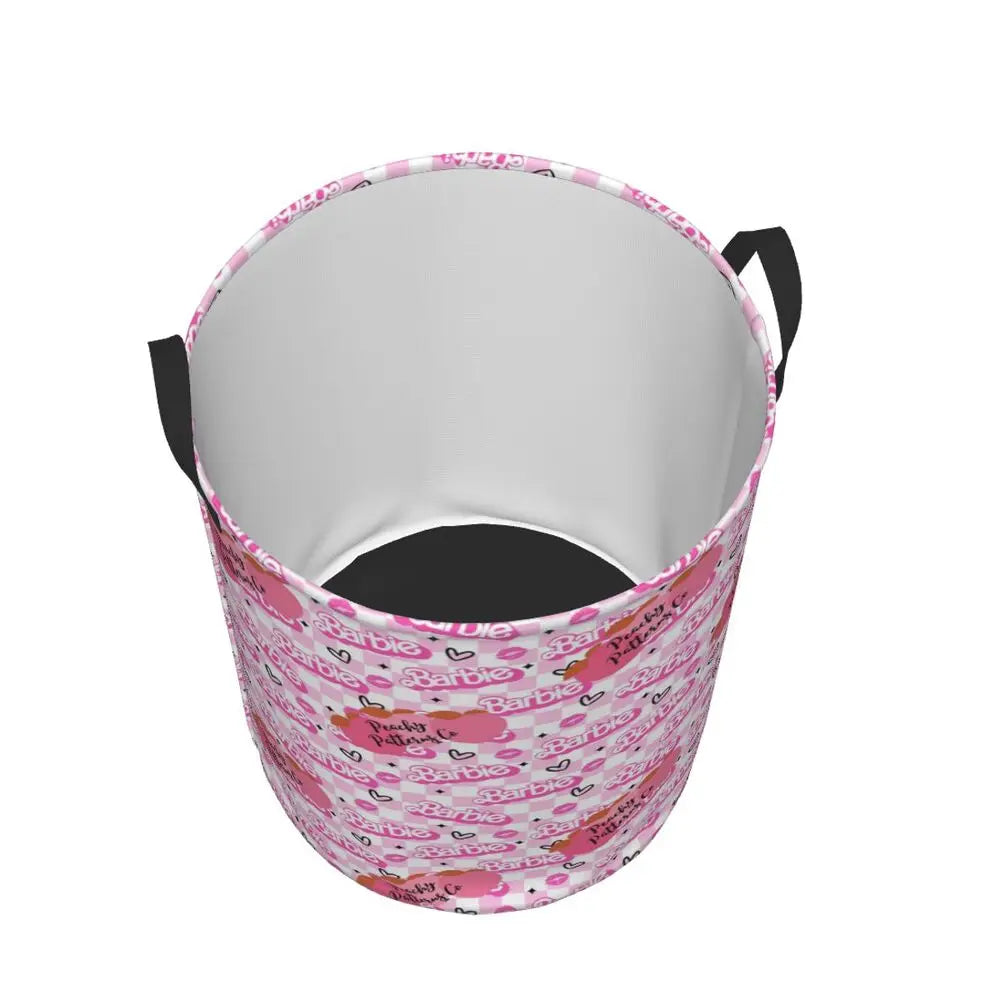 Custom Barbie Logo Laundry Basket – Collapsible Large Capacity Clothes Storage Bin, Disney Baby Hamper