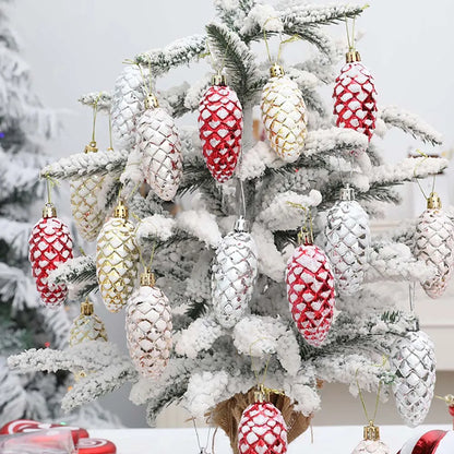Christmas Candy Decorations – Red & Gold Candy Canes and Pine Cones for Xmas Tree and Home Decor 2025
