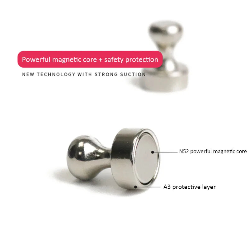 10pcs Super Strong Neodymium Magnetic Pushpins | Durable Steel Magnet Thumbtack | Ideal for Refrigerator & Whiteboard